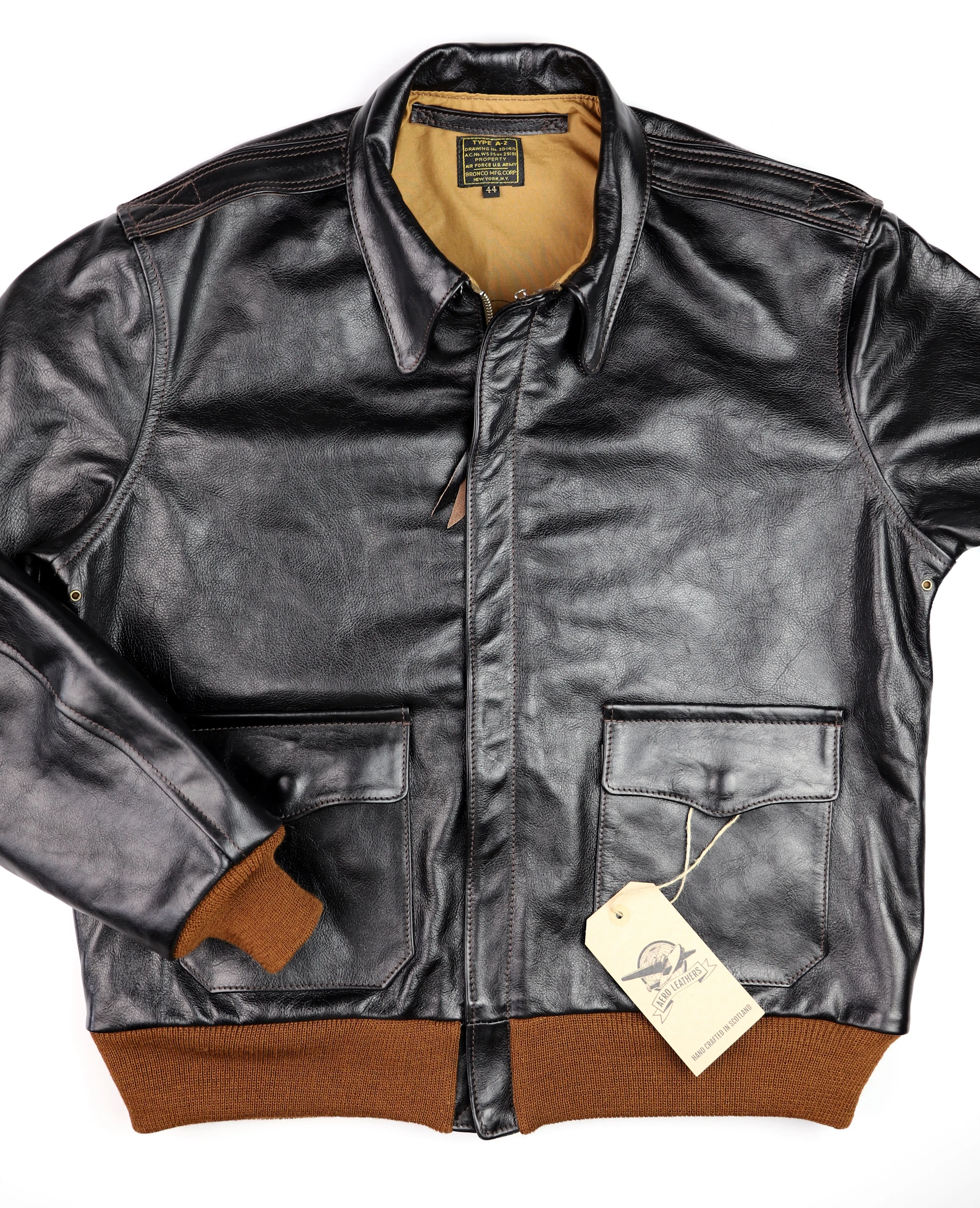 Aero A-2 Military Flight Jacket, size 44, Blackened Brown Vicenza