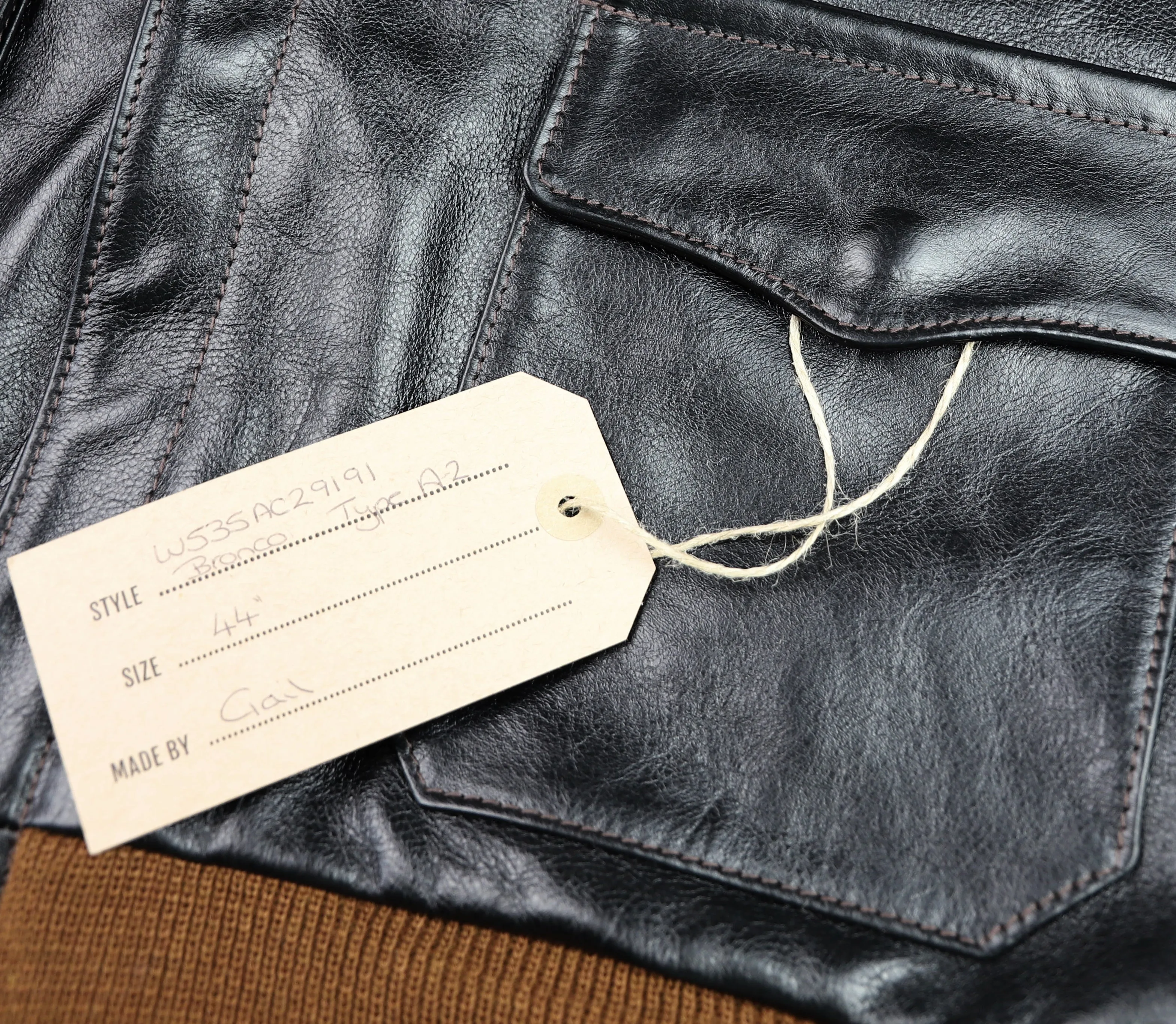Aero A-2 Military Flight Jacket, size 44, Blackened Brown Vicenza