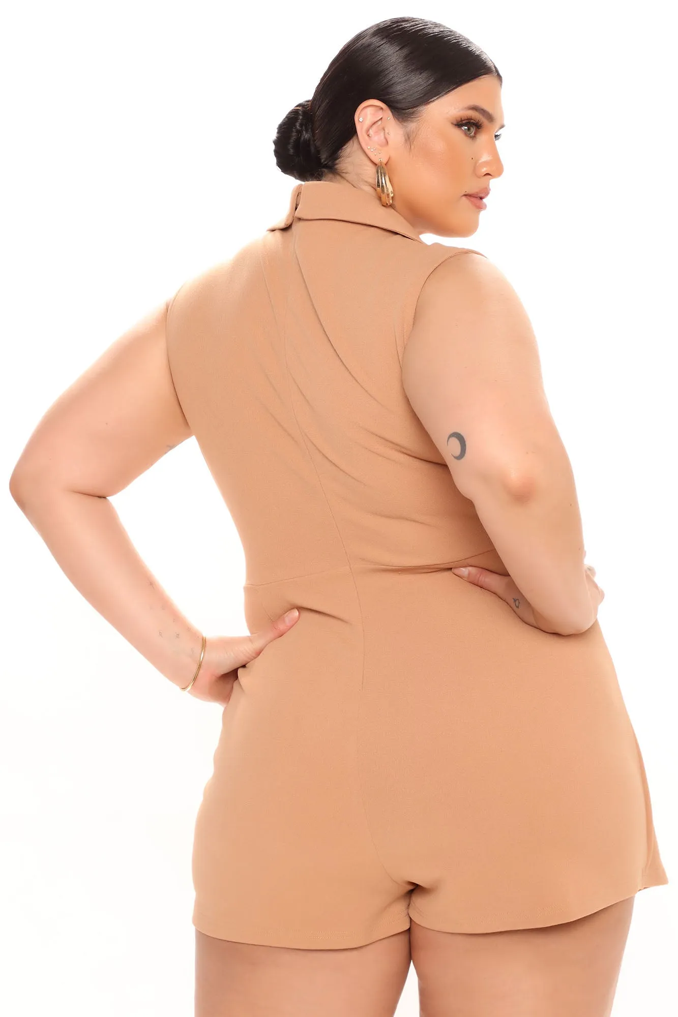 All Business Blazer Romper - Camel