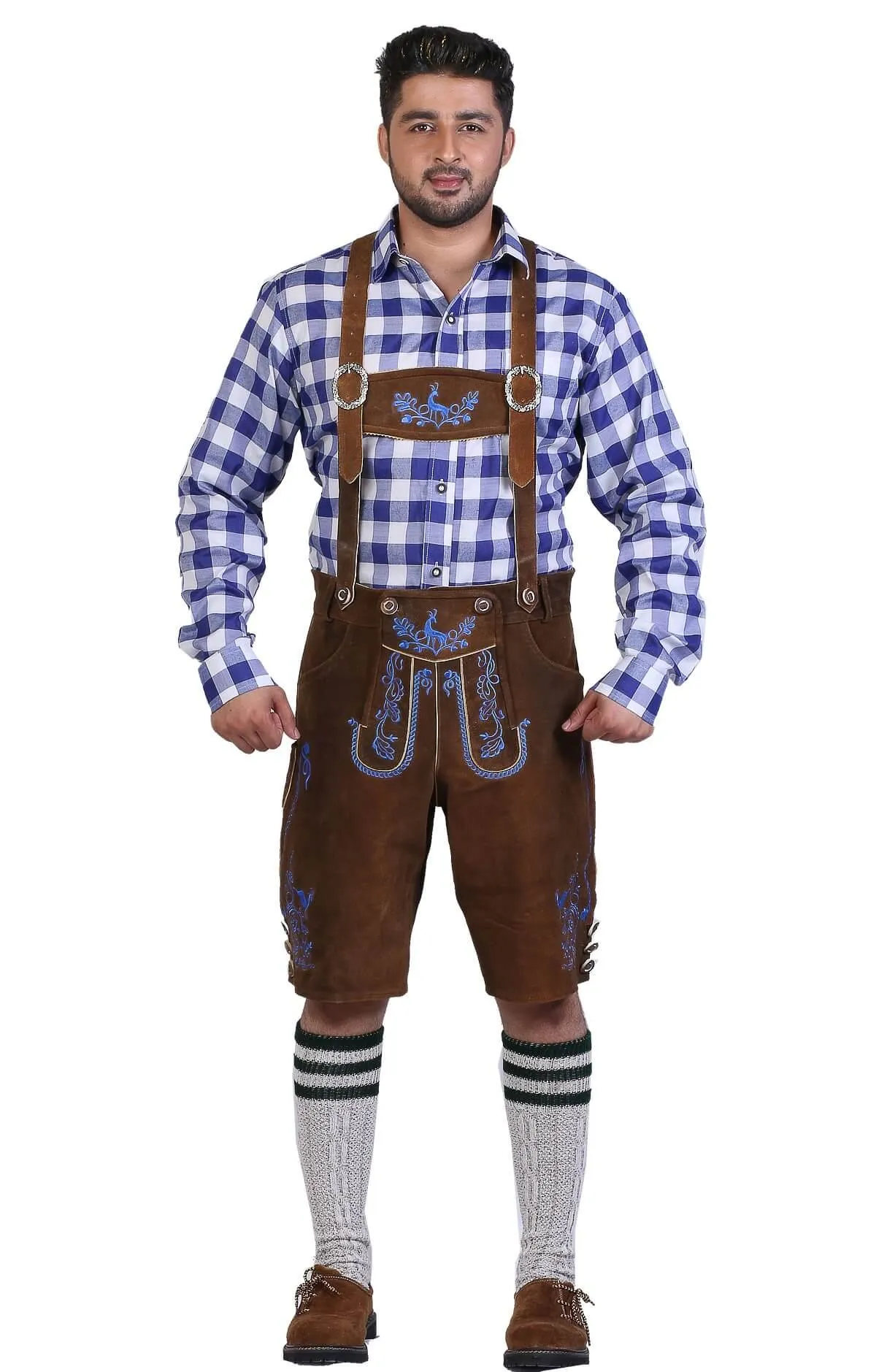Bavarian Herren Lederhosen Brown Howl