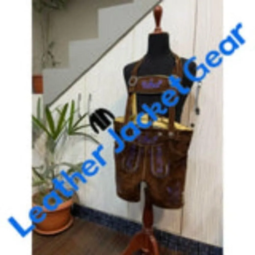 Bavarian Herren Lederhosen Brown Howl
