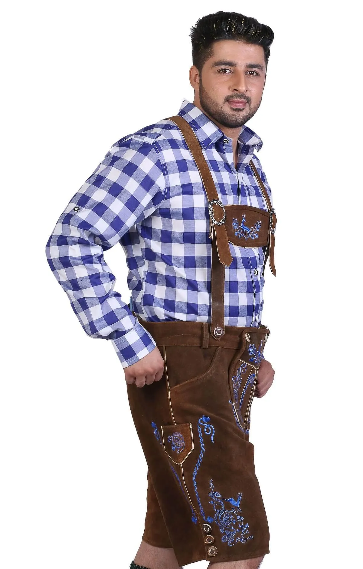 Bavarian Herren Lederhosen Brown Howl