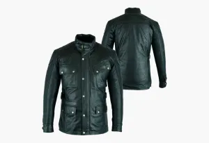 BGA Trailmaster 2.0 Motorcycle Waxed Leather Jacket Black