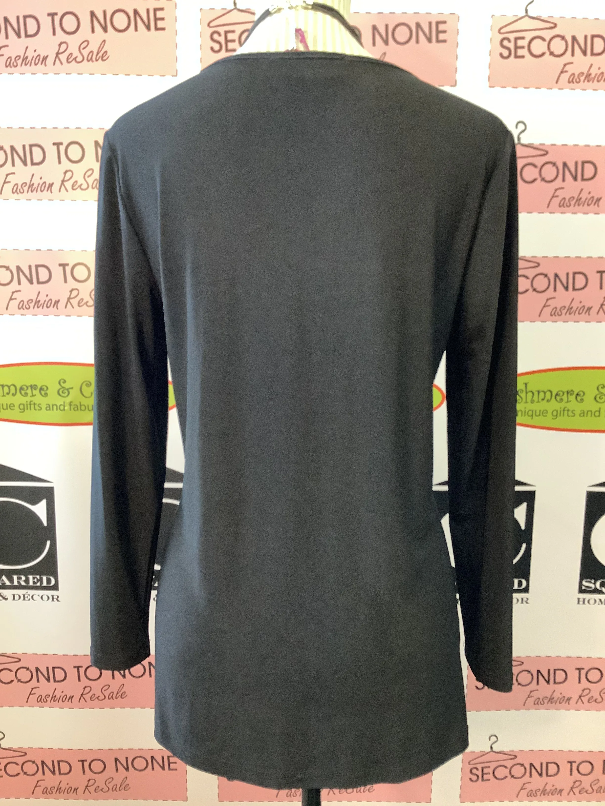 Black & White Faux Leather Top (Size S)