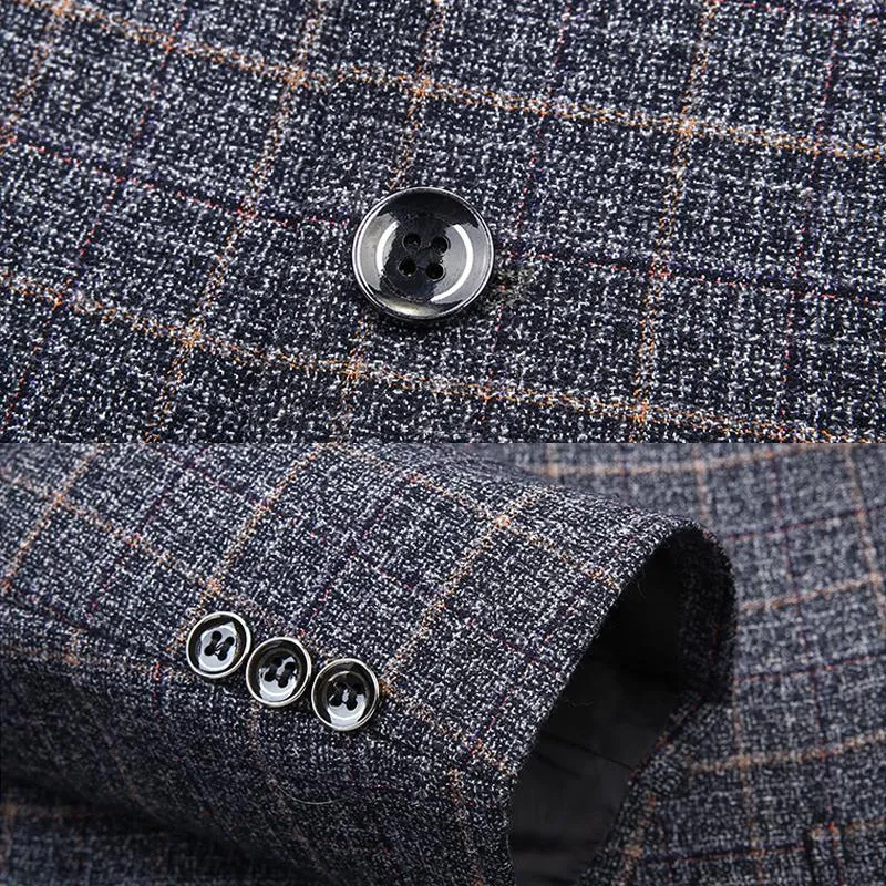 Blazer vintage décontracté à carreaux pour homme