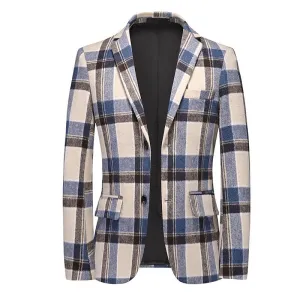 Blazer vintage décontracté à carreaux pour hommes