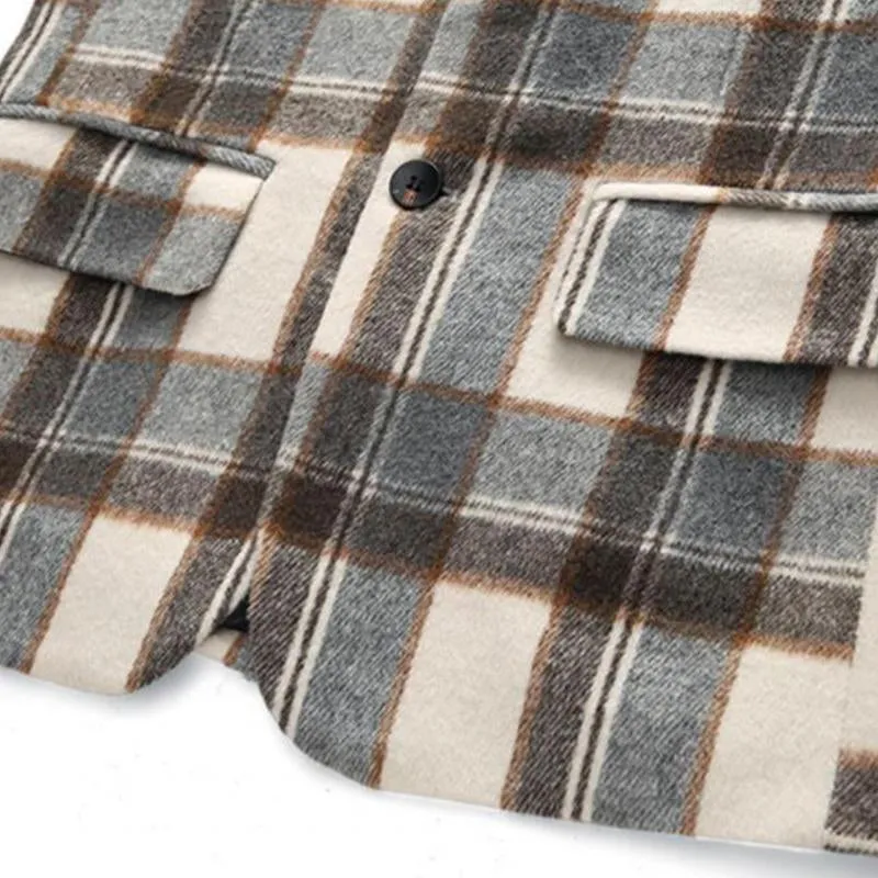 Blazer vintage décontracté à carreaux pour hommes