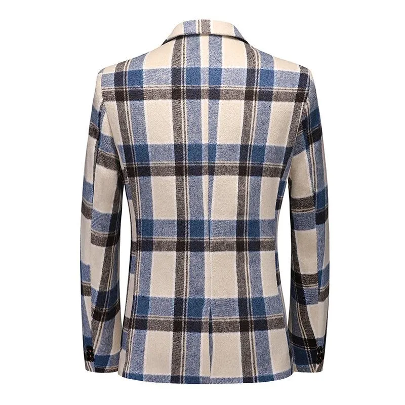 Blazer vintage décontracté à carreaux pour hommes