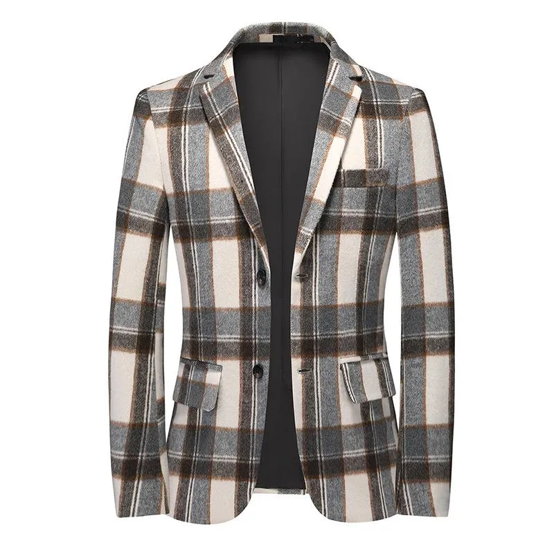 Blazer vintage décontracté à carreaux pour hommes