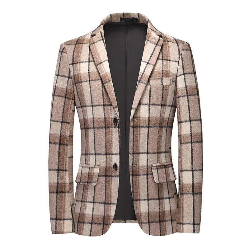 Blazer vintage décontracté à carreaux pour hommes