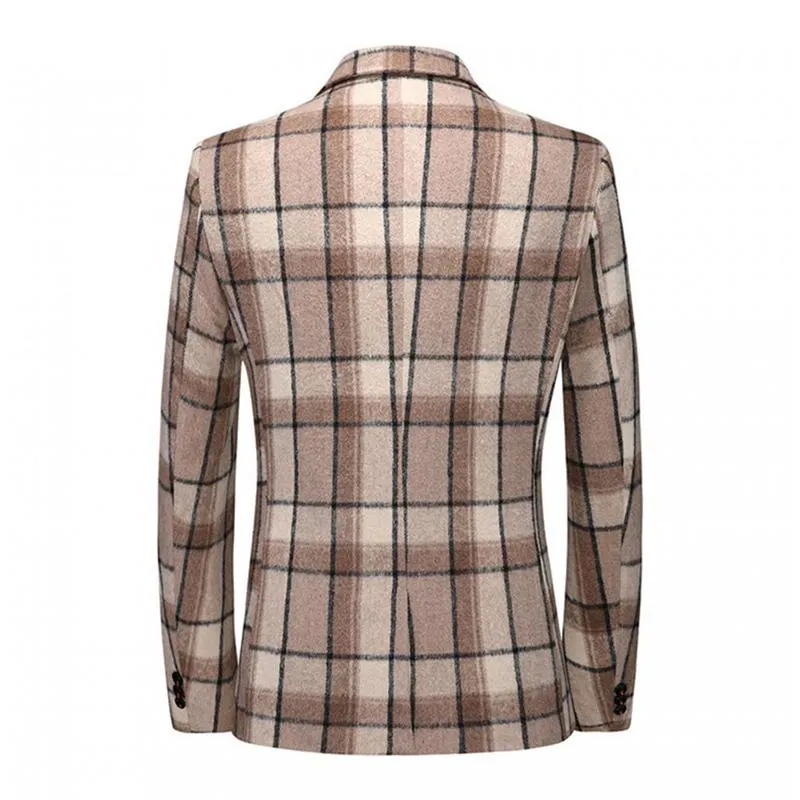 Blazer vintage décontracté à carreaux pour hommes