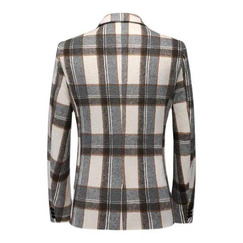 Blazer vintage décontracté à carreaux pour hommes