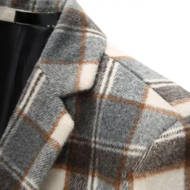 Blazer vintage décontracté à carreaux pour hommes