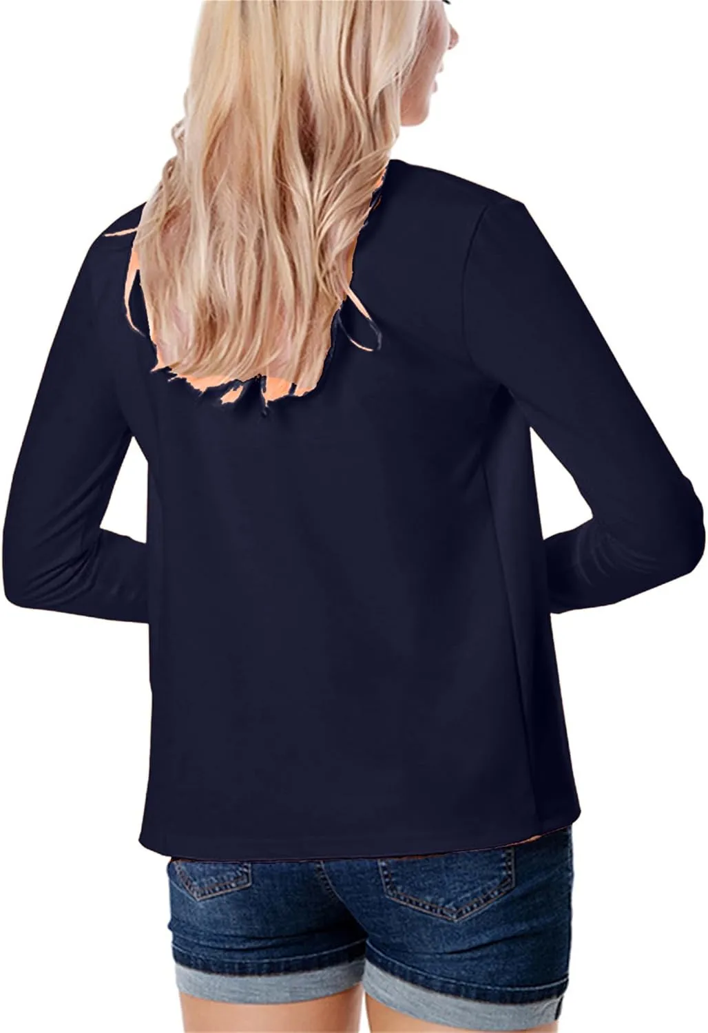 BOFETA Women Lightweight Long Sleeve Blazer Casual Open Front Business Blazer Notched Collar Slim Work Office Blazer