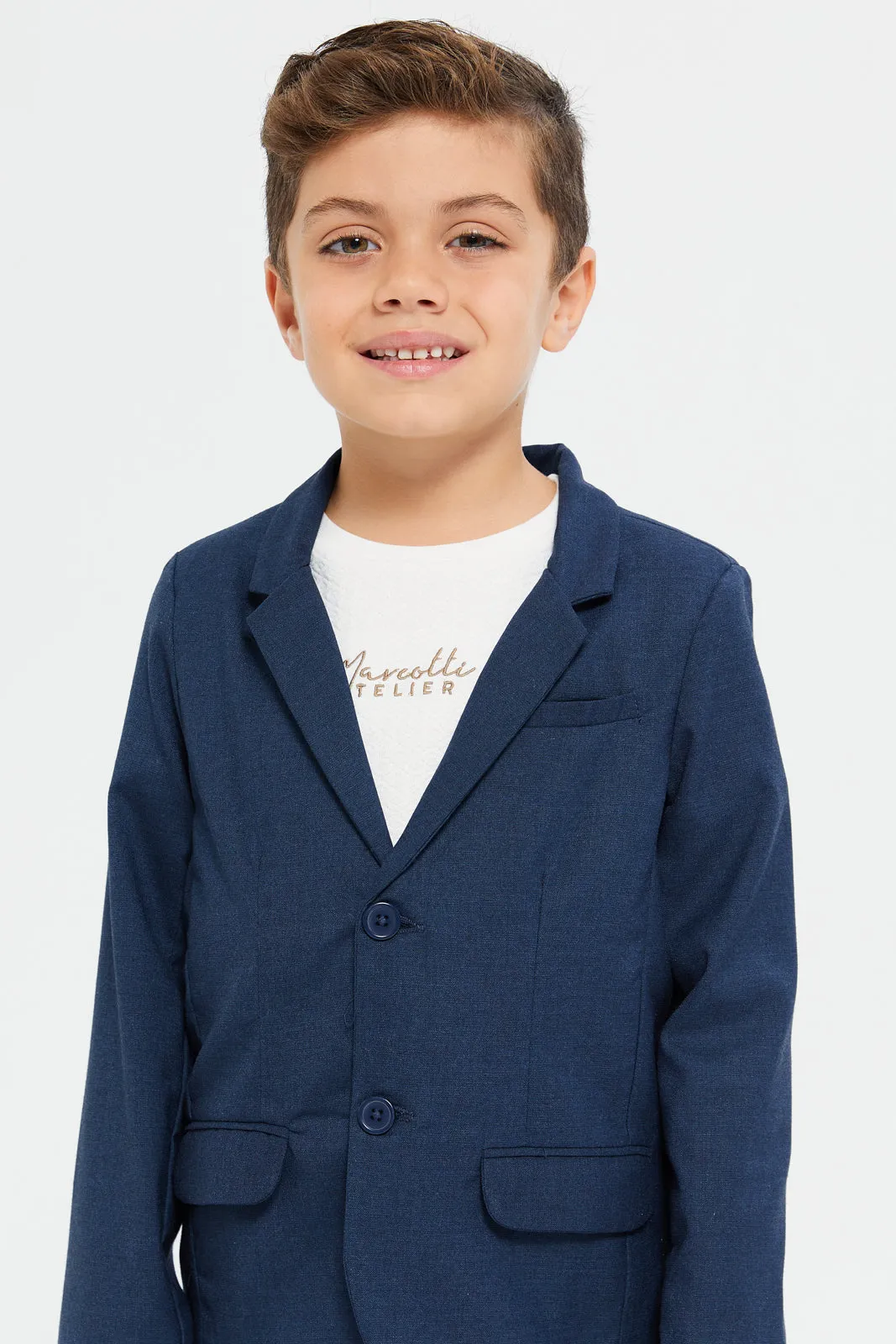 Boys Navy Formal Plain Blazer