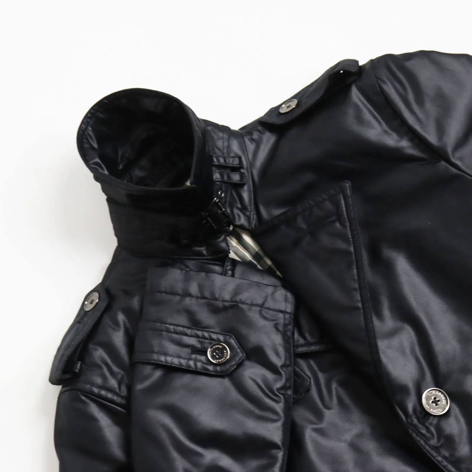 Burberry Nylon Trench Coat Black M