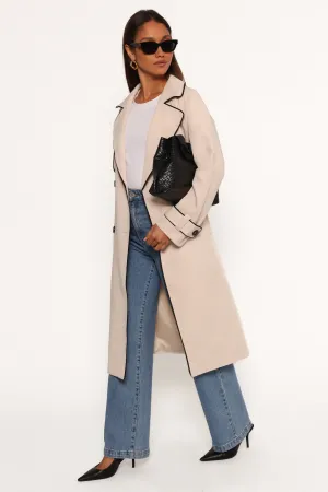 Cayenne Contrast Binding Trench Coat - Beige