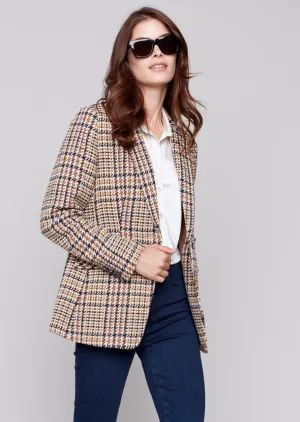 Charlie B Plaid Long Sleeve Blazer - C6279R-970B