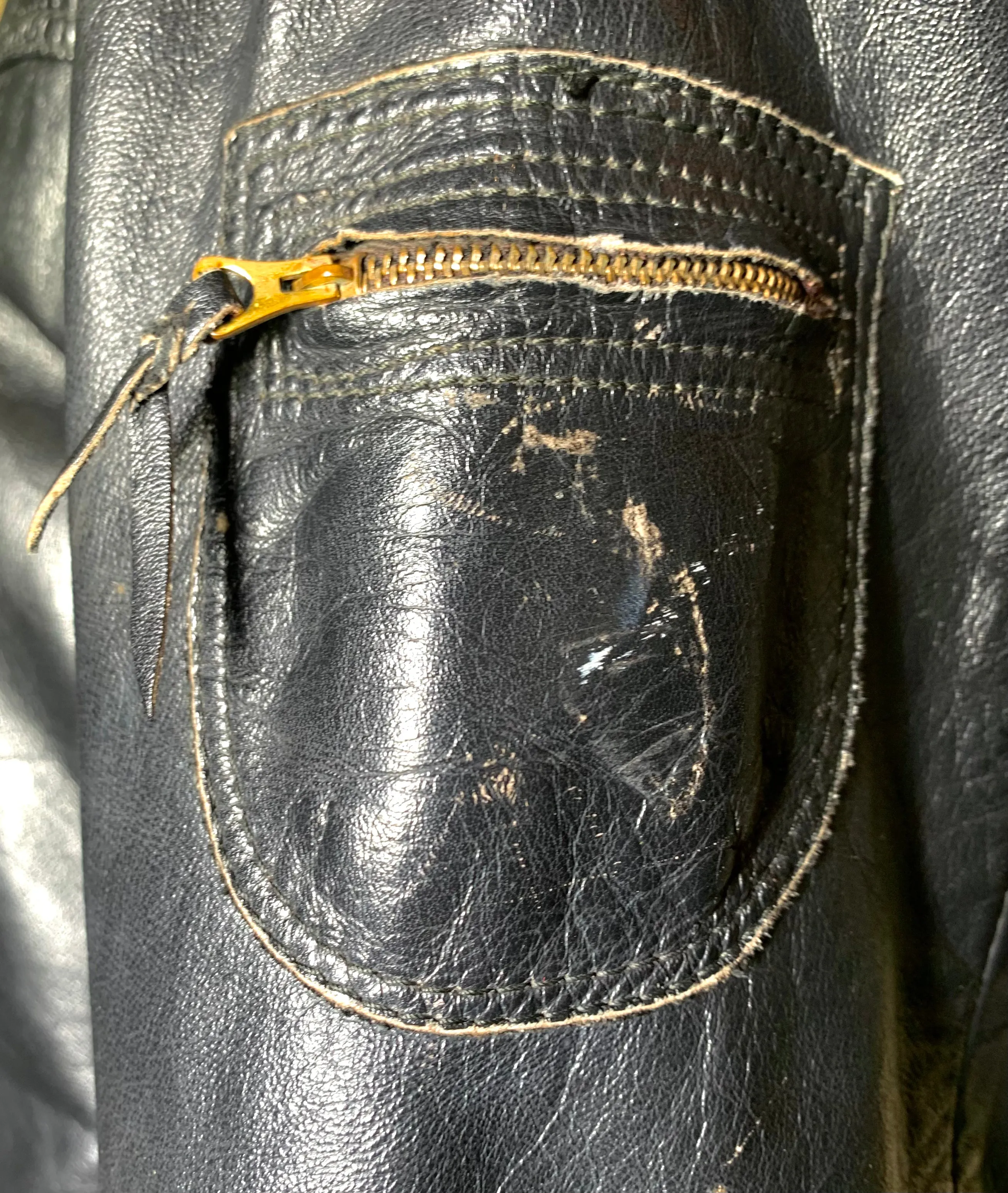 Classic 1960s Black Leather Café Racer Motorcycle Jacket with Denim Lining