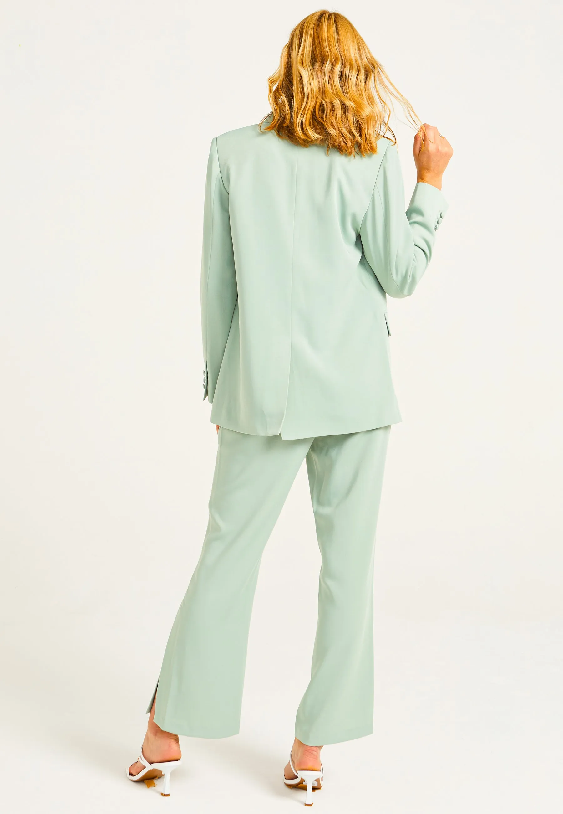 Classic Blazer with Pockets in Sage Green