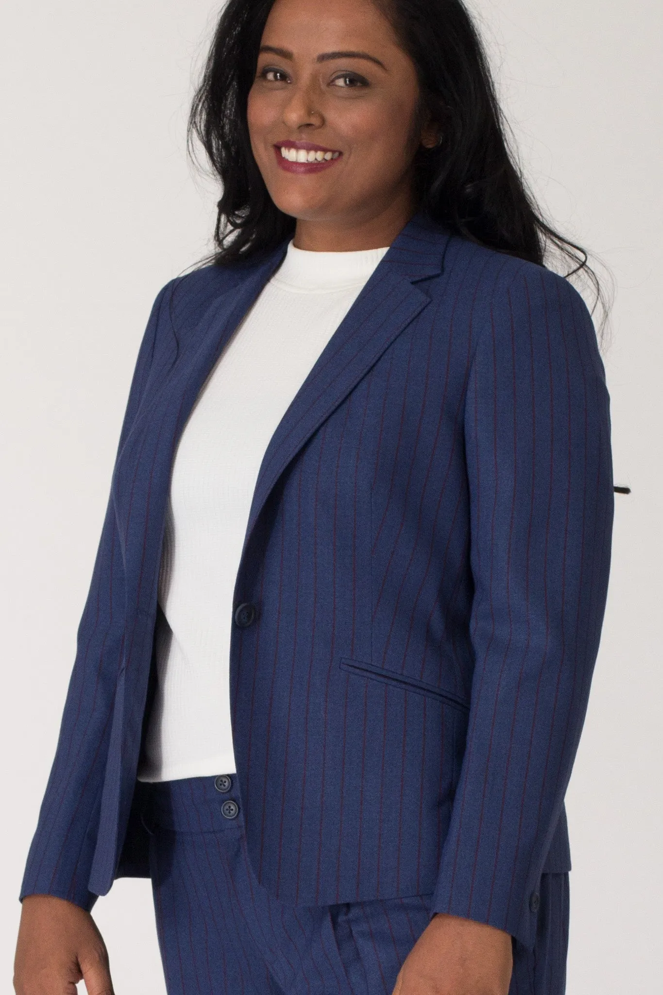 Cobalt Pinstripe Formal Blazer
