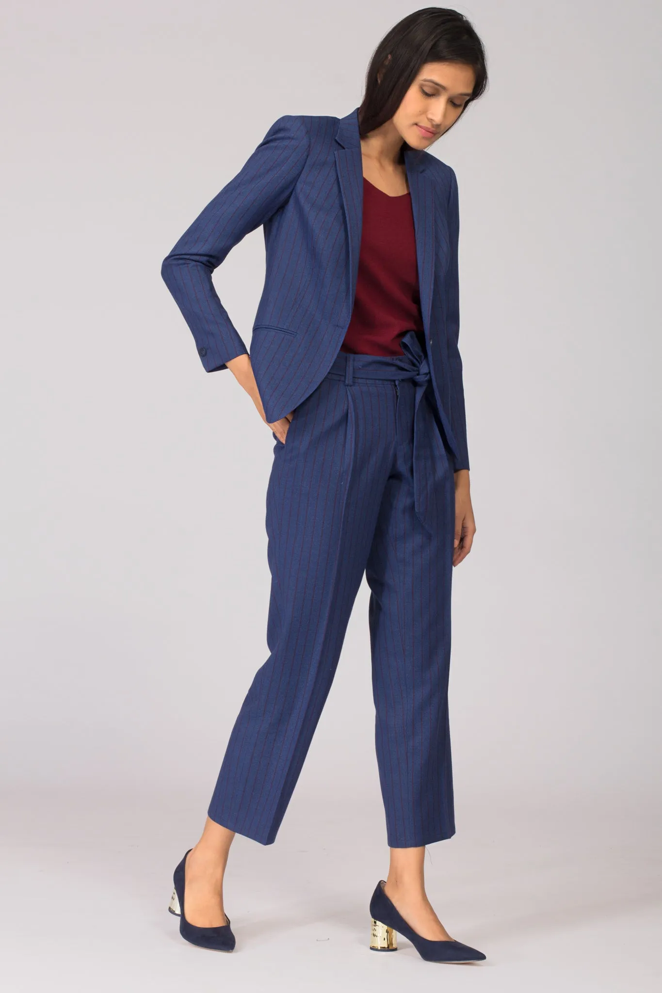 Cobalt Pinstripe Formal Blazer