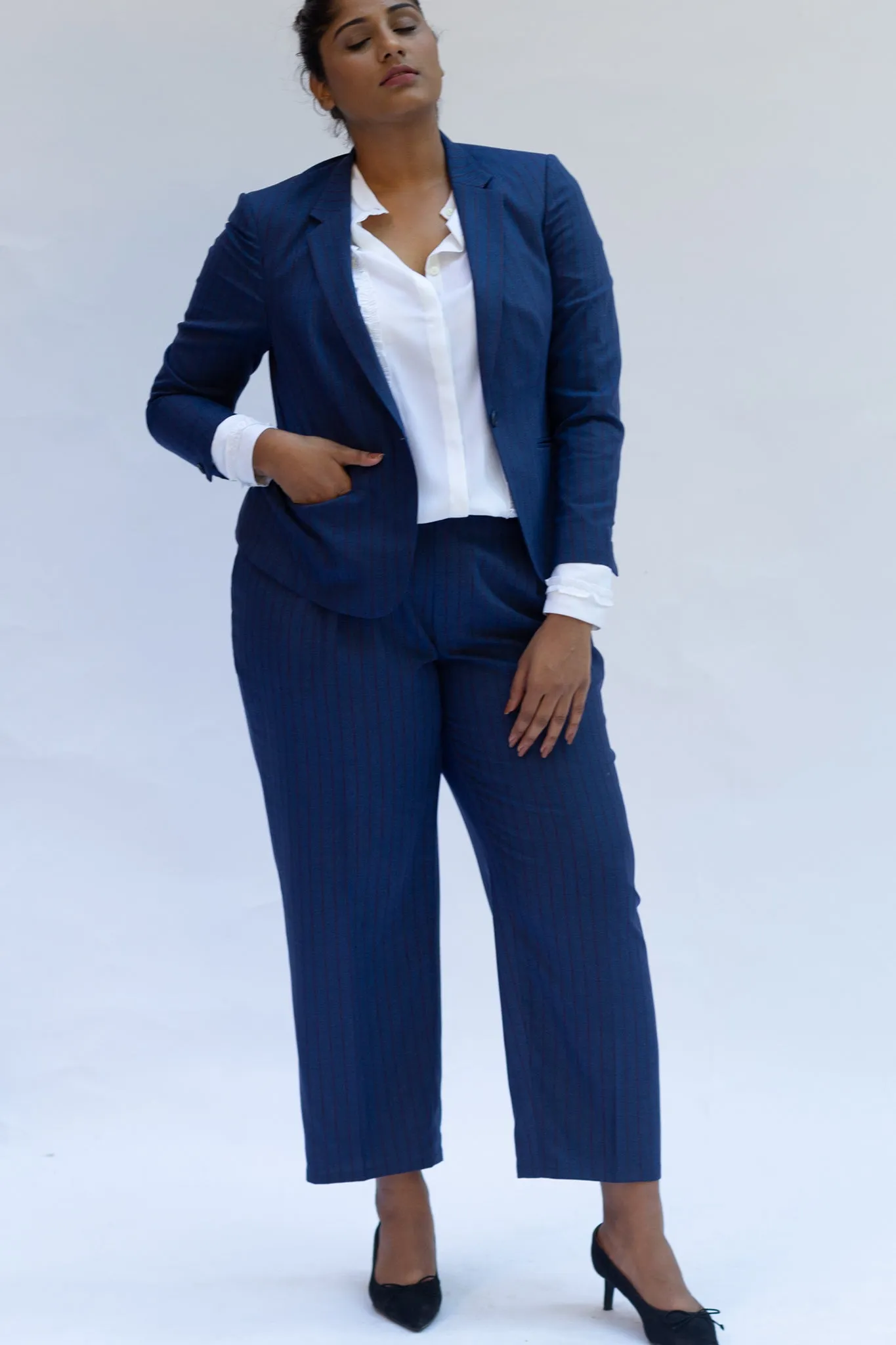 Cobalt Pinstripe Formal Blazer