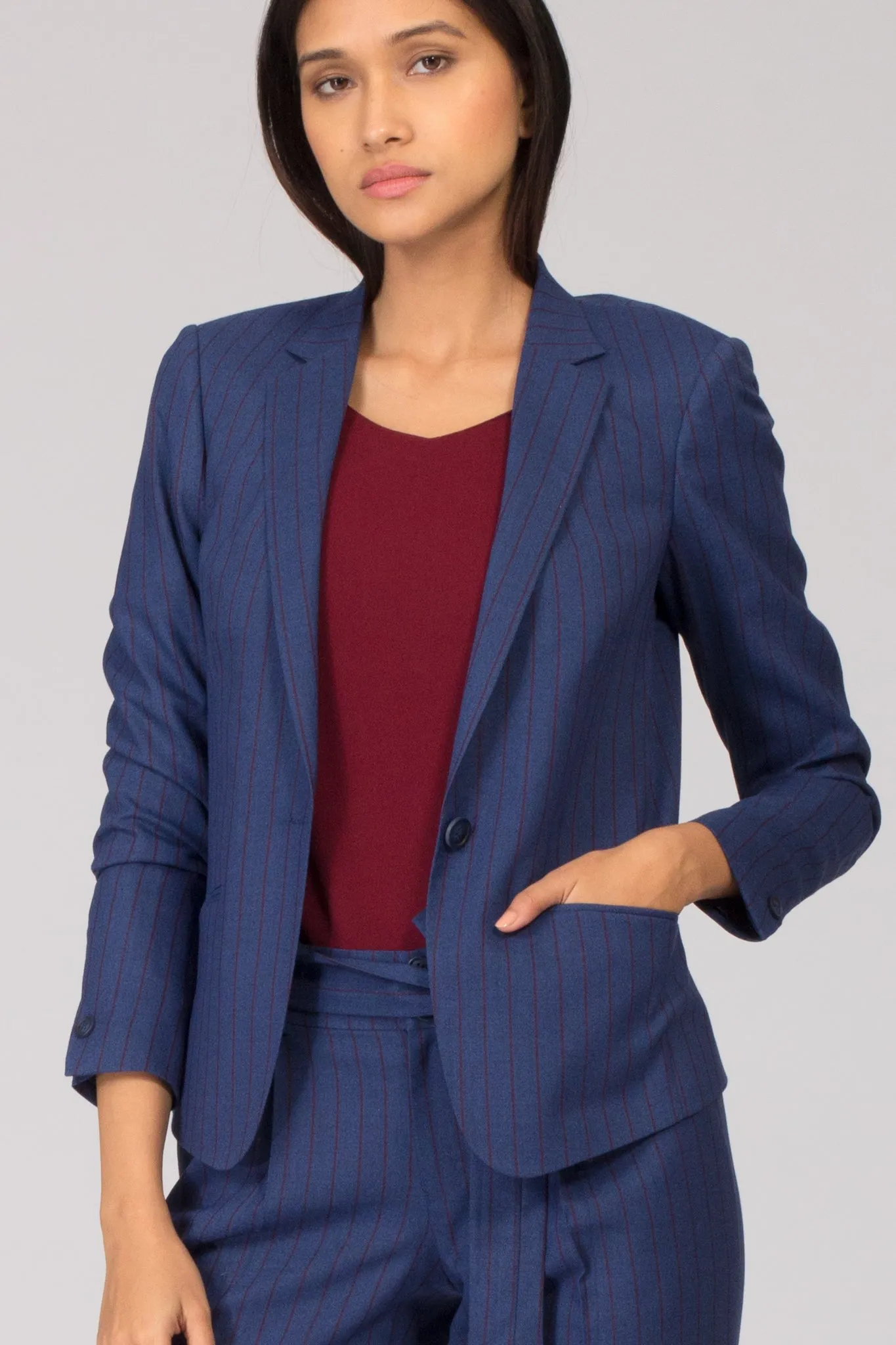 Cobalt Pinstripe Formal Blazer