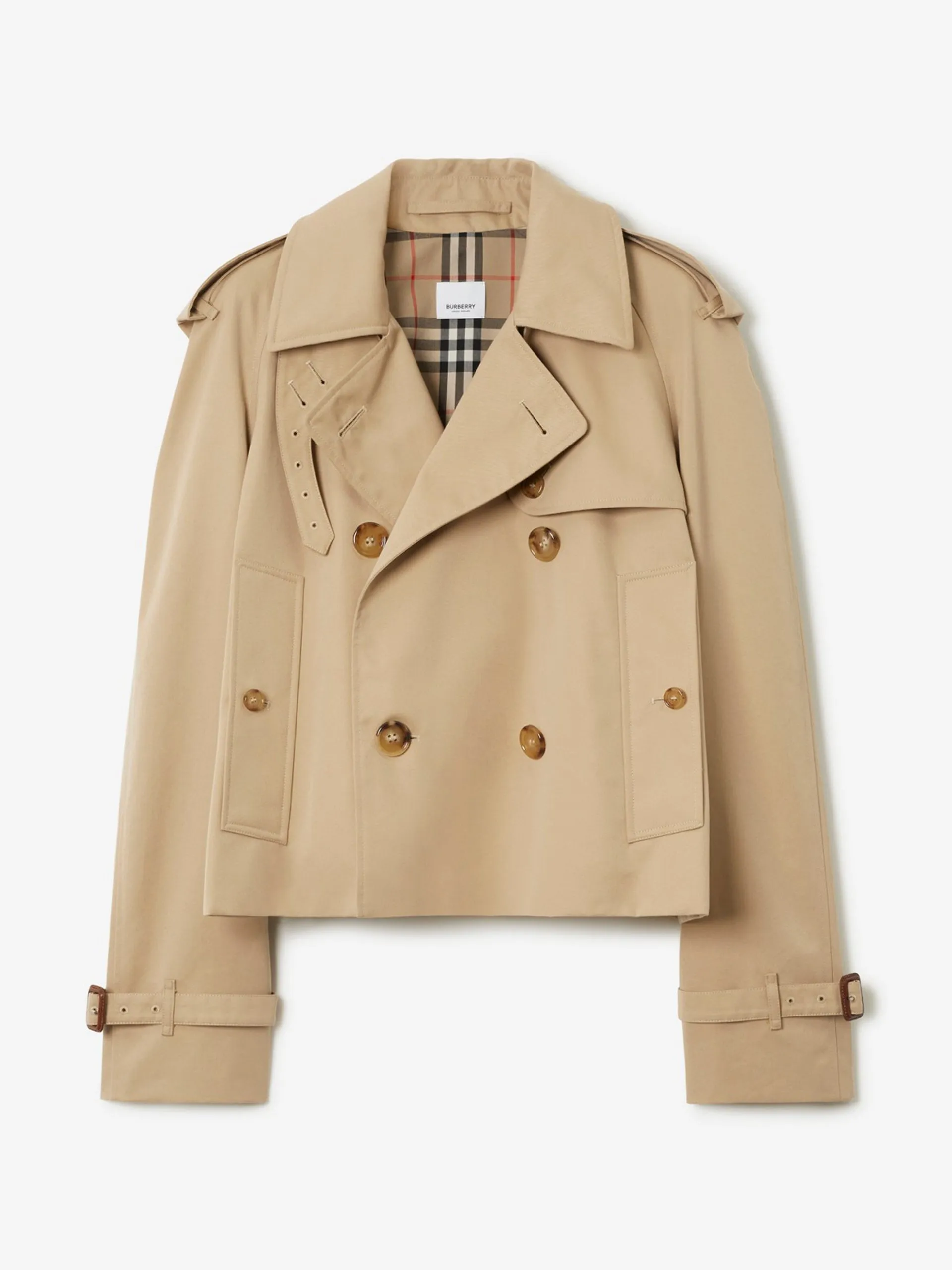 Cotton Gabardine Cropped Trench Coat