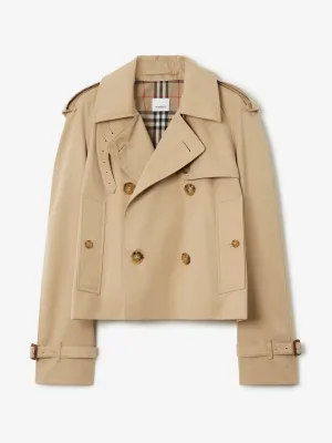 Cotton Gabardine Cropped Trench Coat