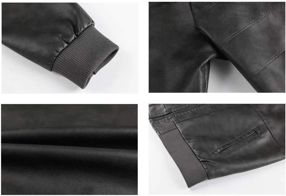 CRYSULLY Men's Leather Jacket-Fall Winter Vintage Motorcycle Biker Jacket with Removable Hood