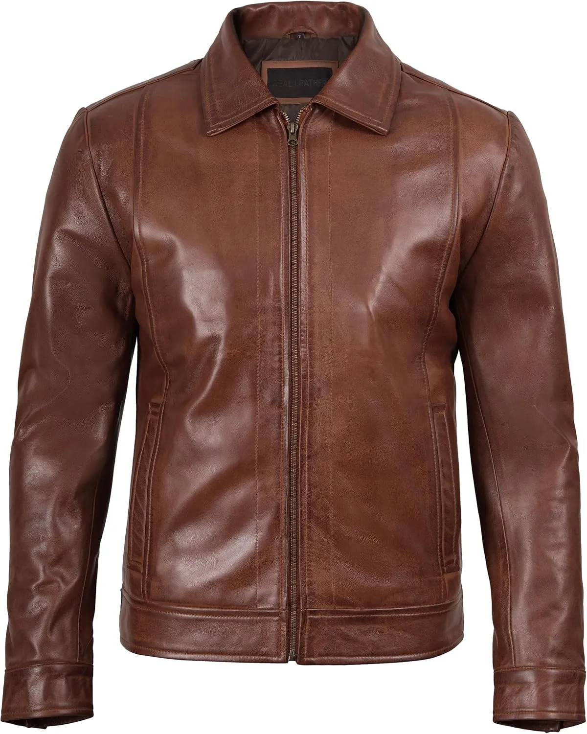 Decrum Mens Leather Jacket - Real Lambskin Classic Vintage Style Leather Jackets For Men