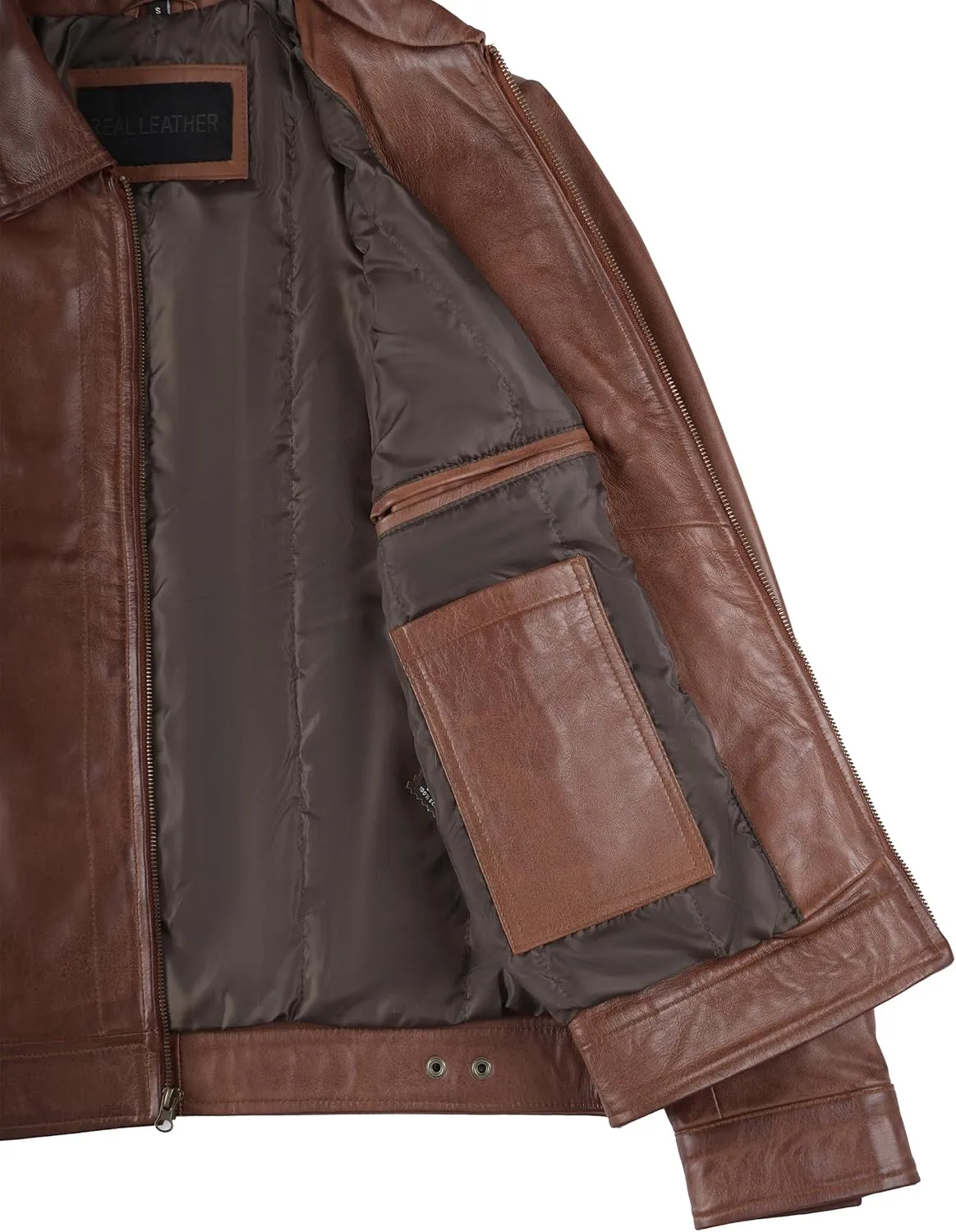 Decrum Mens Leather Jacket - Real Lambskin Classic Vintage Style Leather Jackets For Men