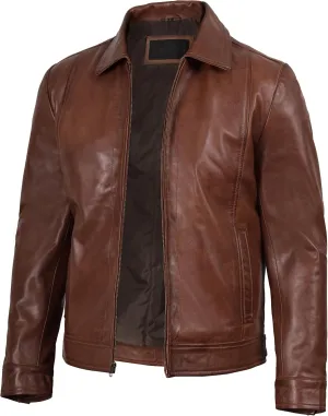 Decrum Mens Leather Jacket - Real Lambskin Classic Vintage Style Leather Jackets For Men