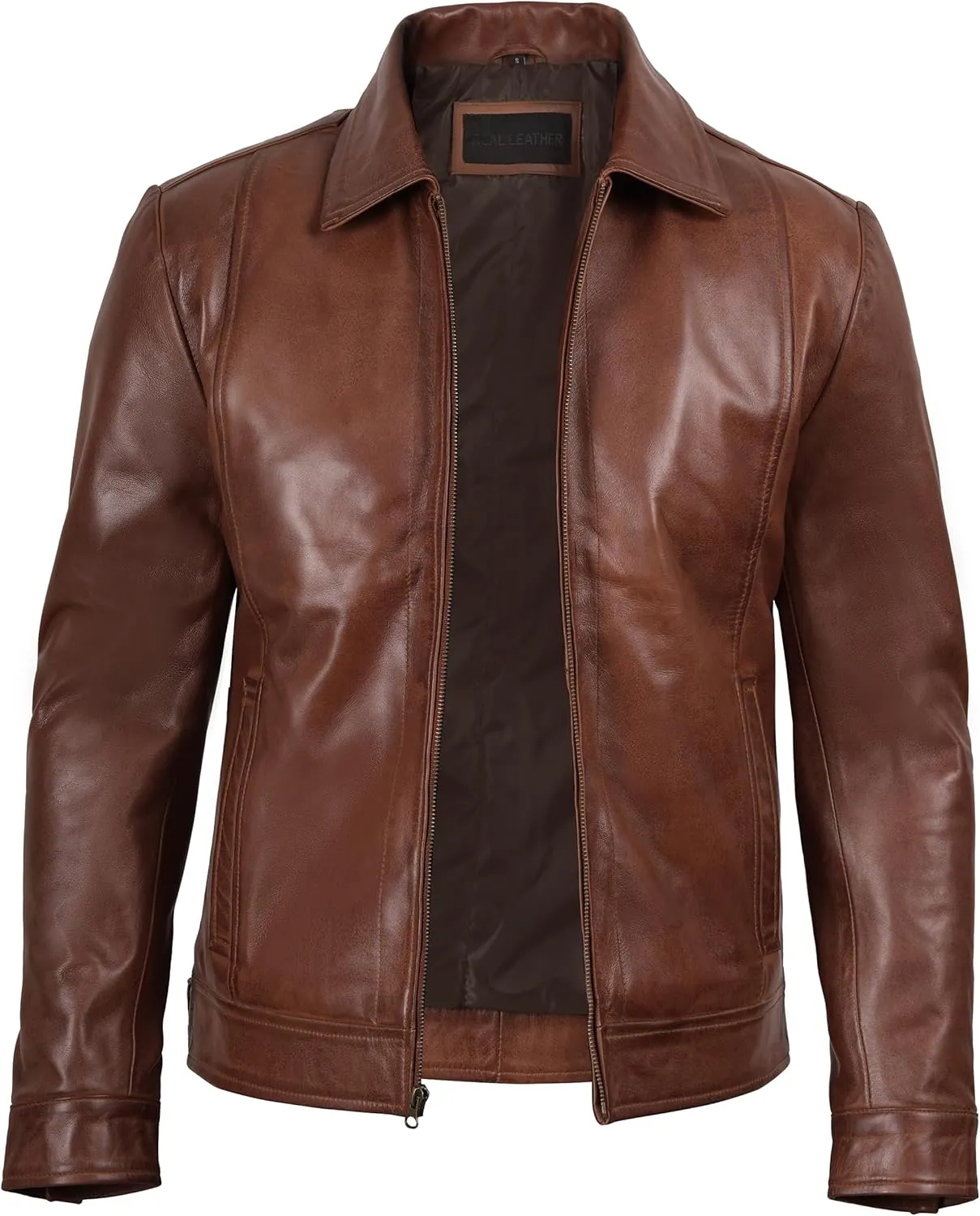 Decrum Mens Leather Jacket - Real Lambskin Classic Vintage Style Leather Jackets For Men