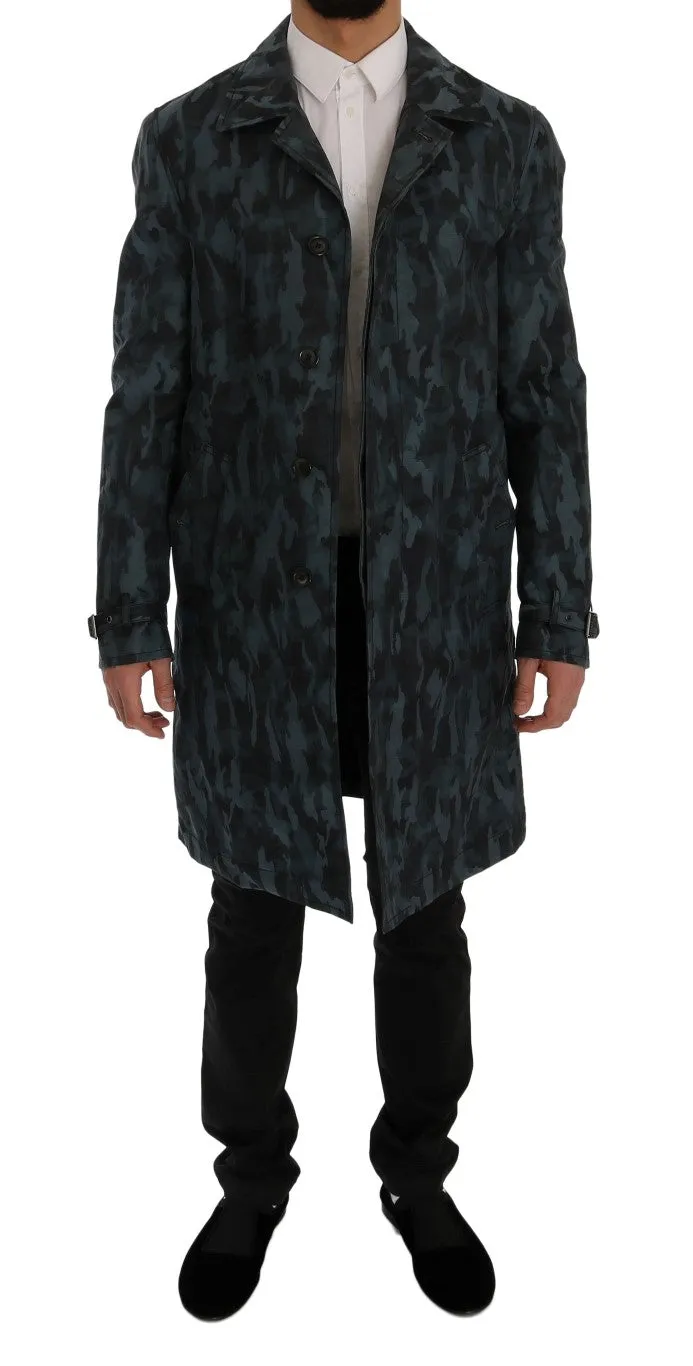 Dolce & Gabbana Blue Camouflage Print Coat