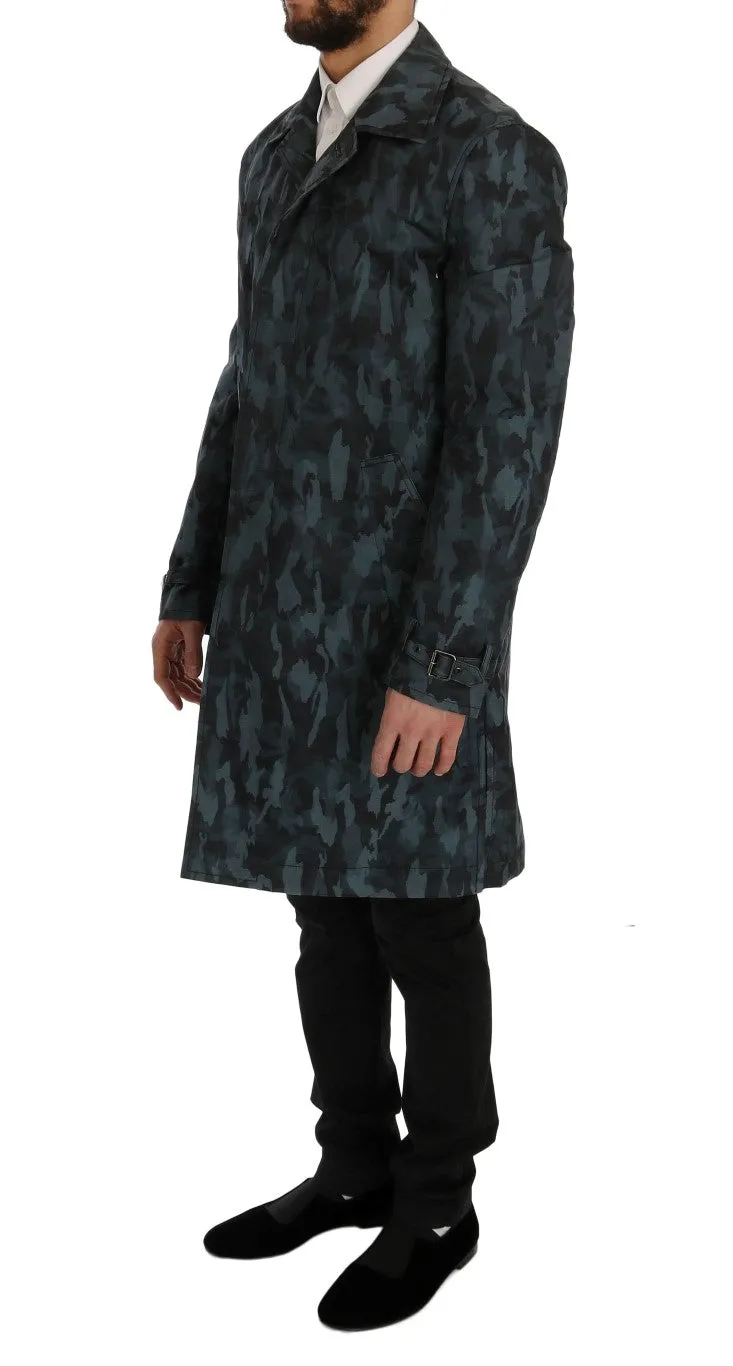 Dolce & Gabbana Blue Camouflage Print Coat