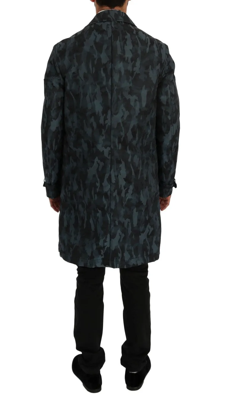 Dolce & Gabbana Blue Camouflage Print Coat