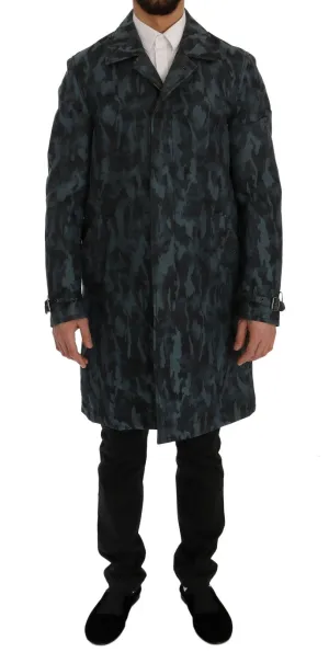 Dolce & Gabbana Blue Camouflage Print Coat