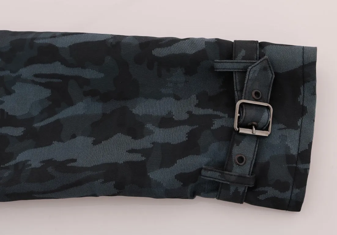 Dolce & Gabbana Blue Camouflage Print Coat