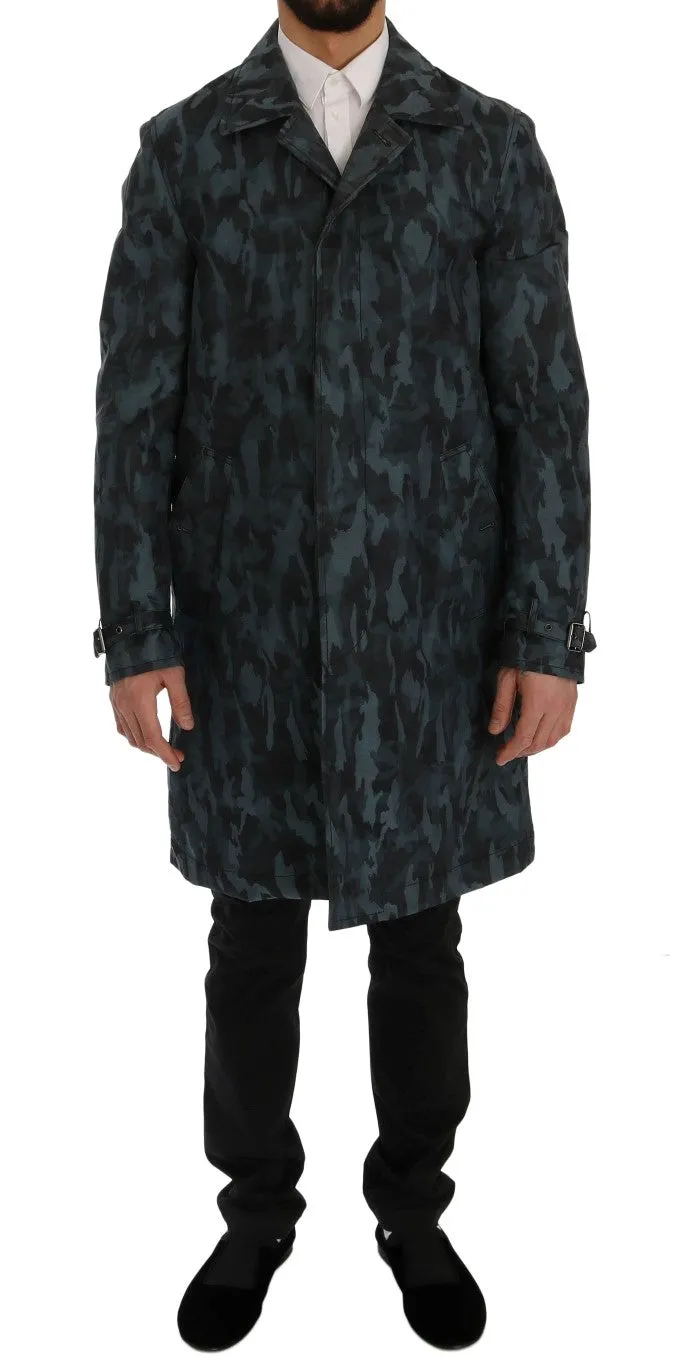 Dolce & Gabbana Blue Camouflage Print Coat