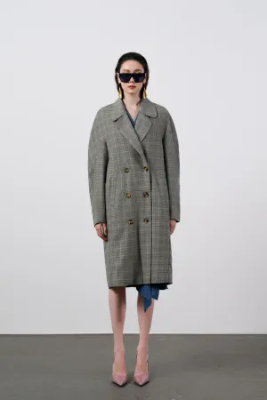 Evangeline Straight Long Sleeved Cotton Above The Knee Trench Coat