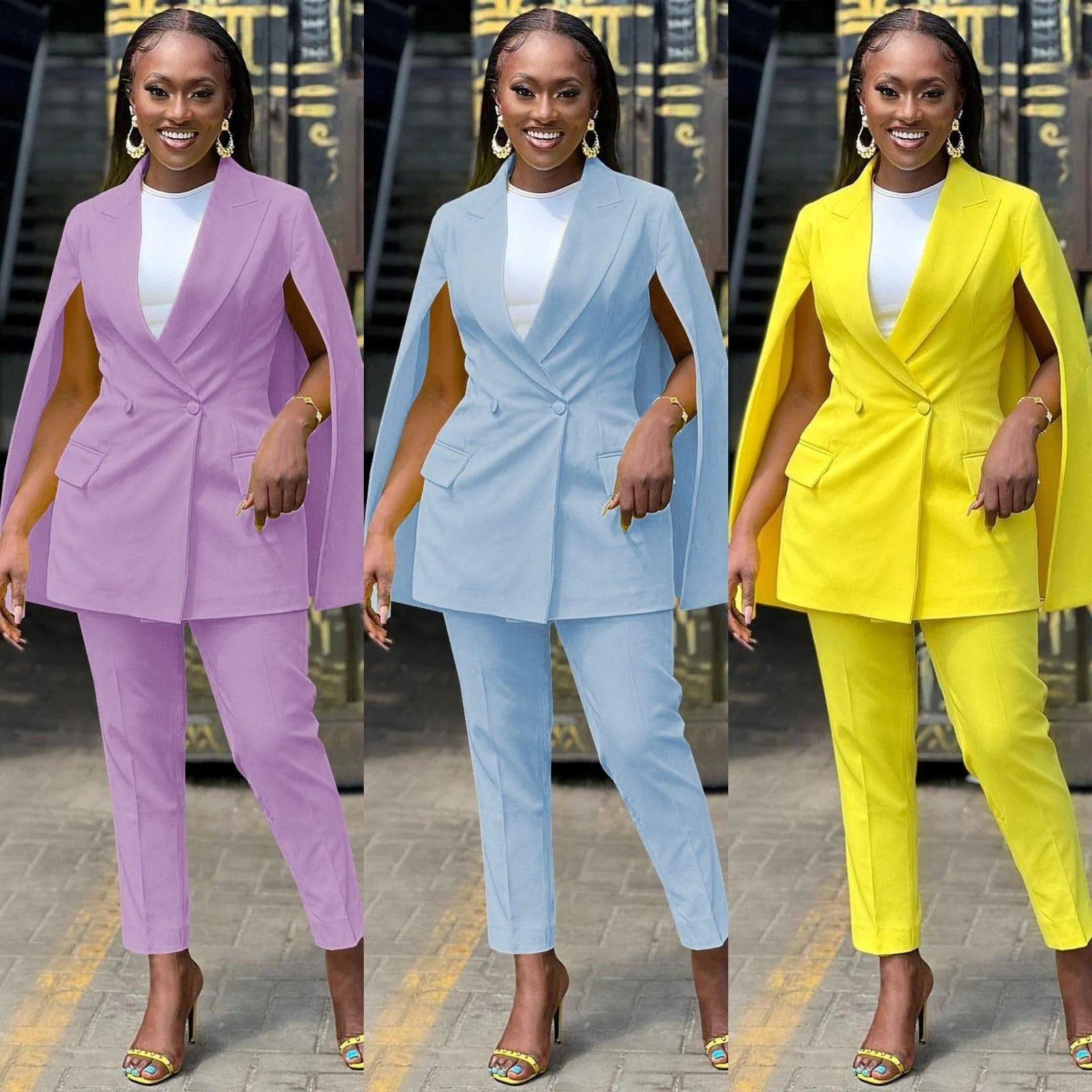 Fake Sleeve Shawl Business Blazer