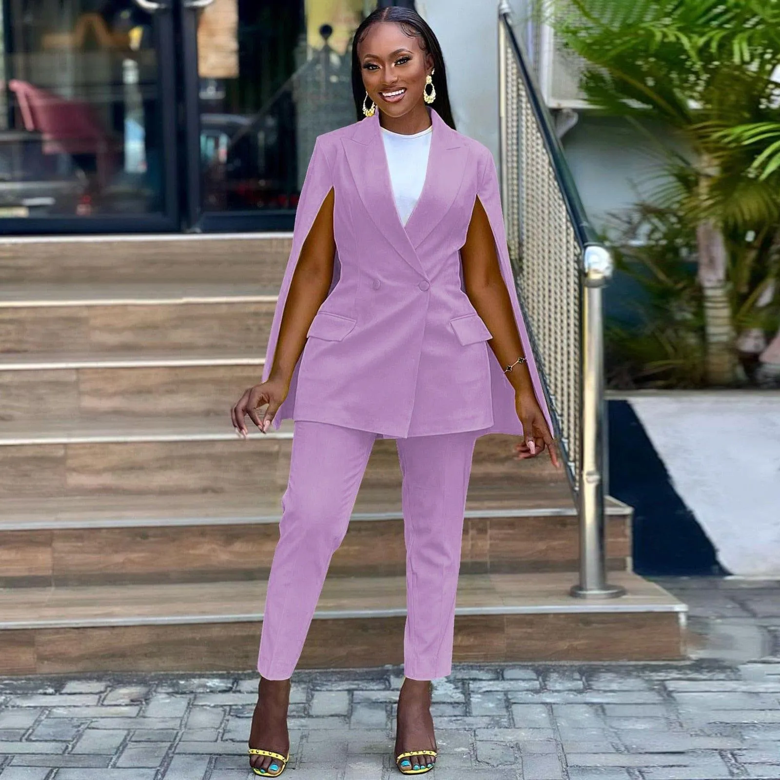Fake Sleeve Shawl Business Blazer