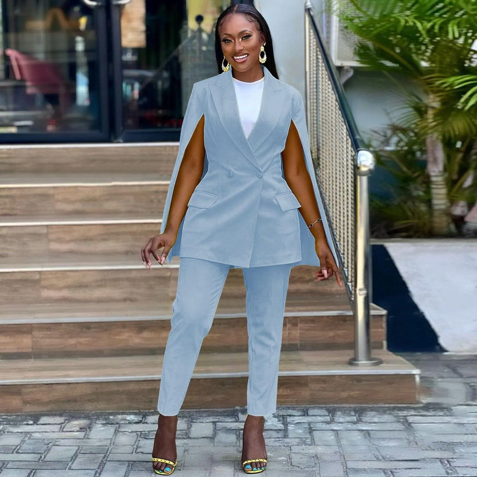 Fake Sleeve Shawl Business Blazer
