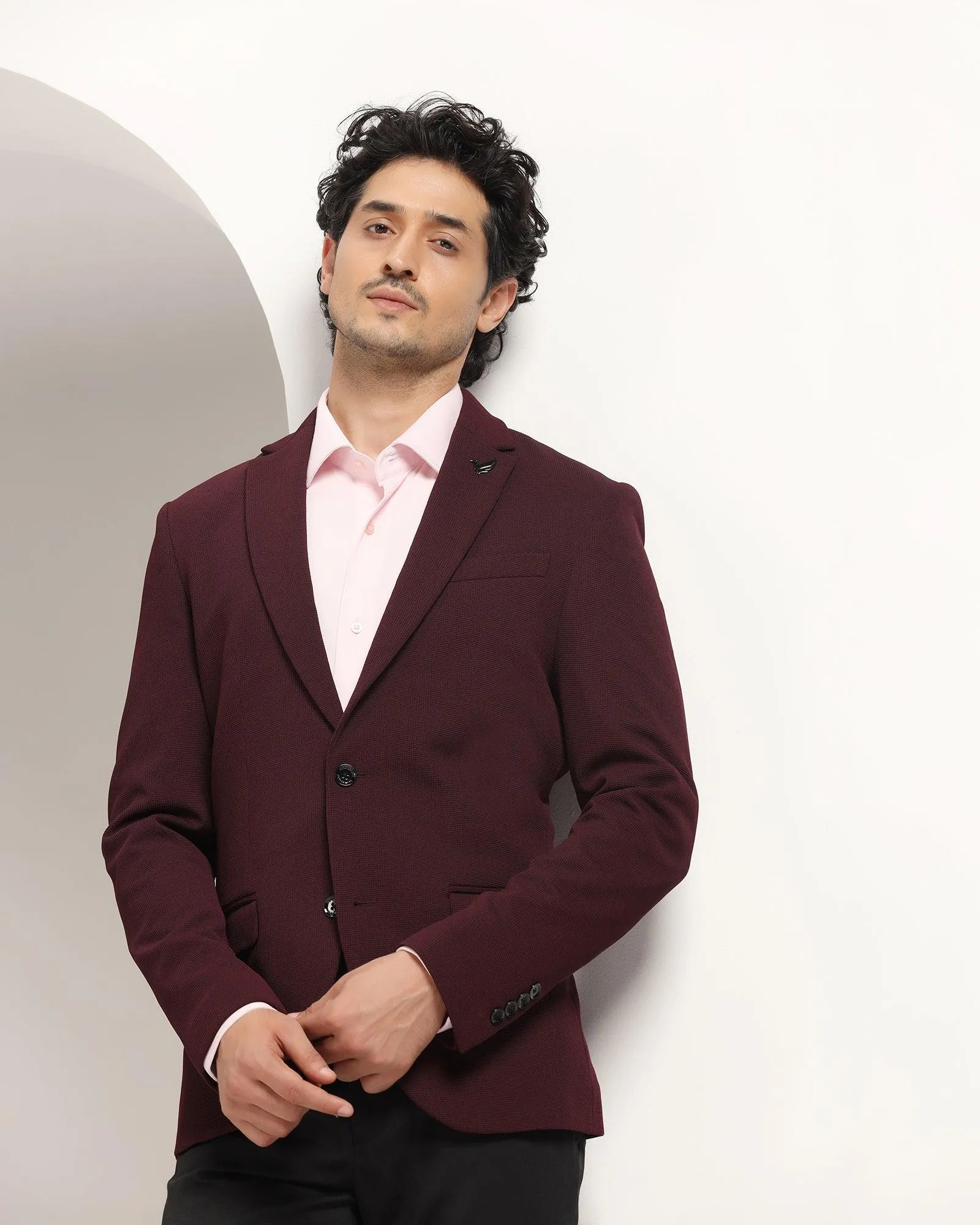 Formal Wine Textured Blazer - Eban