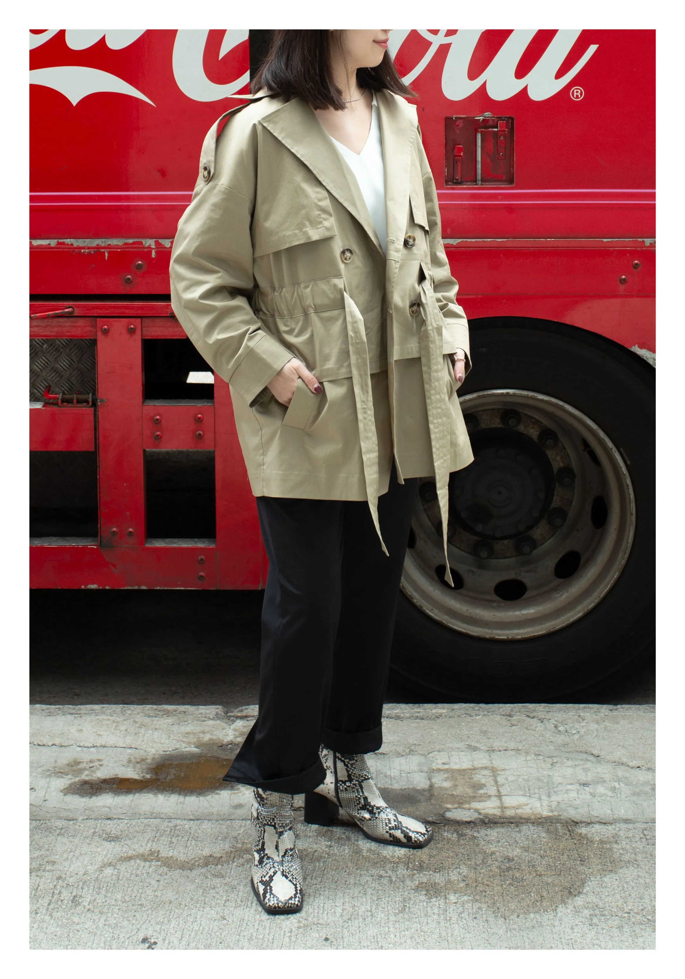 Gathering Mid Trench Coat Khaki