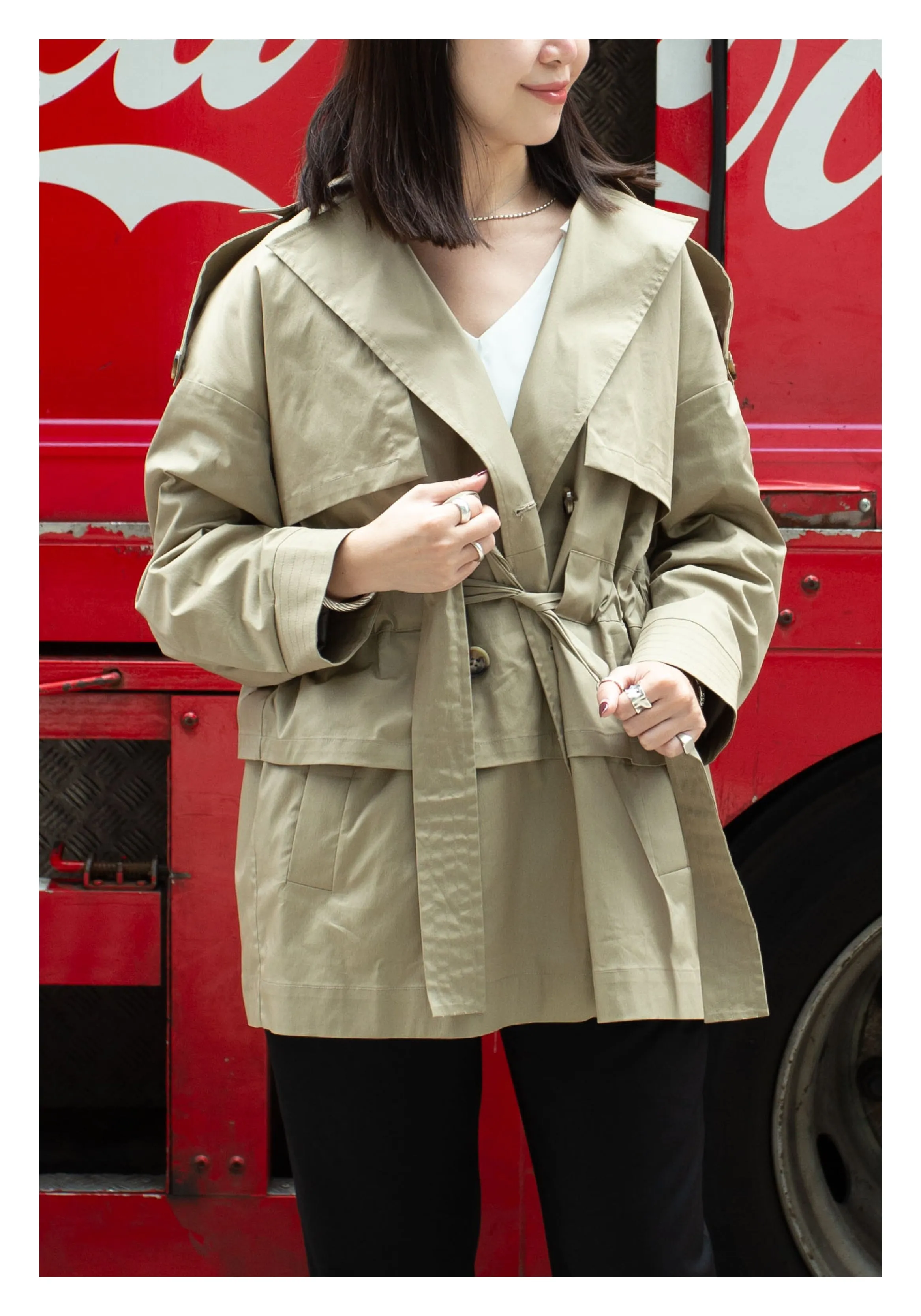 Gathering Mid Trench Coat Khaki