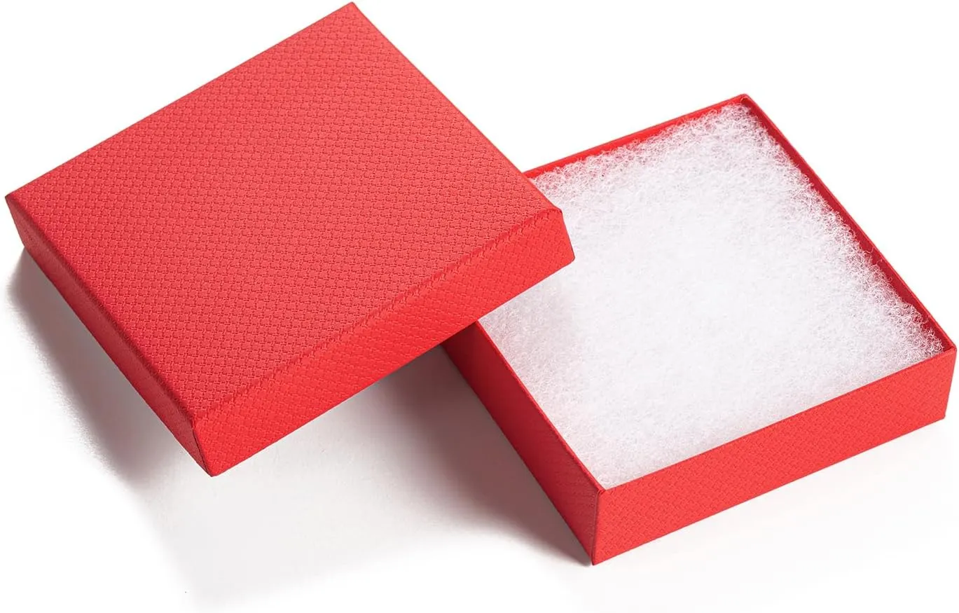 GEFTOL Jewelry Gift Boxes 20 Pack 3.5x3.5x1 Inch Cardboard Jewelry Boxes,Small Gift Boxes for Jewelry Earrings Necklaces Handmade Bangles Bracelets(Red)