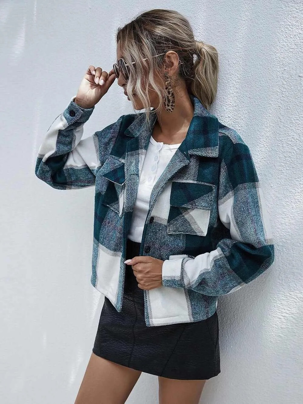Glow Chic's Short Plaid Woolen Coat